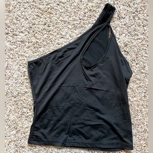 Black one shoulder crop tank womens